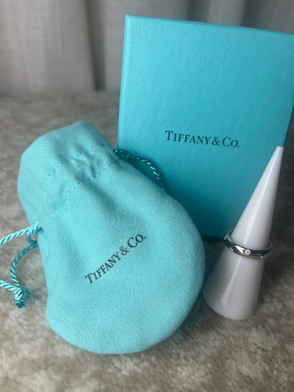 Tiffany Etoile Platinum Diamond Band Sz 5.5